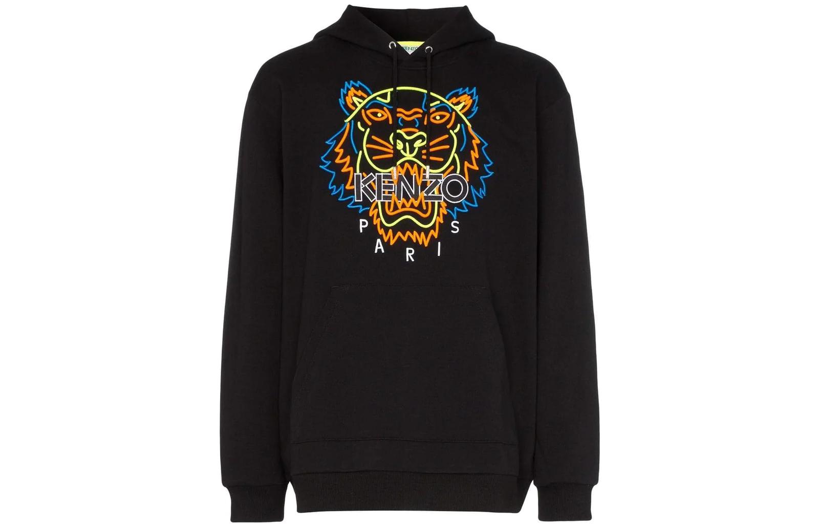KENZO Fluorescent Tiger Logo Cotton Hoodie - Black F955SW4234XF-99