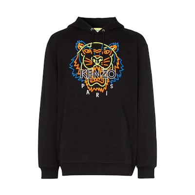 KENZO Fluorescent Tiger Logo Cotton Hoodie - Black F955SW4234XF-99