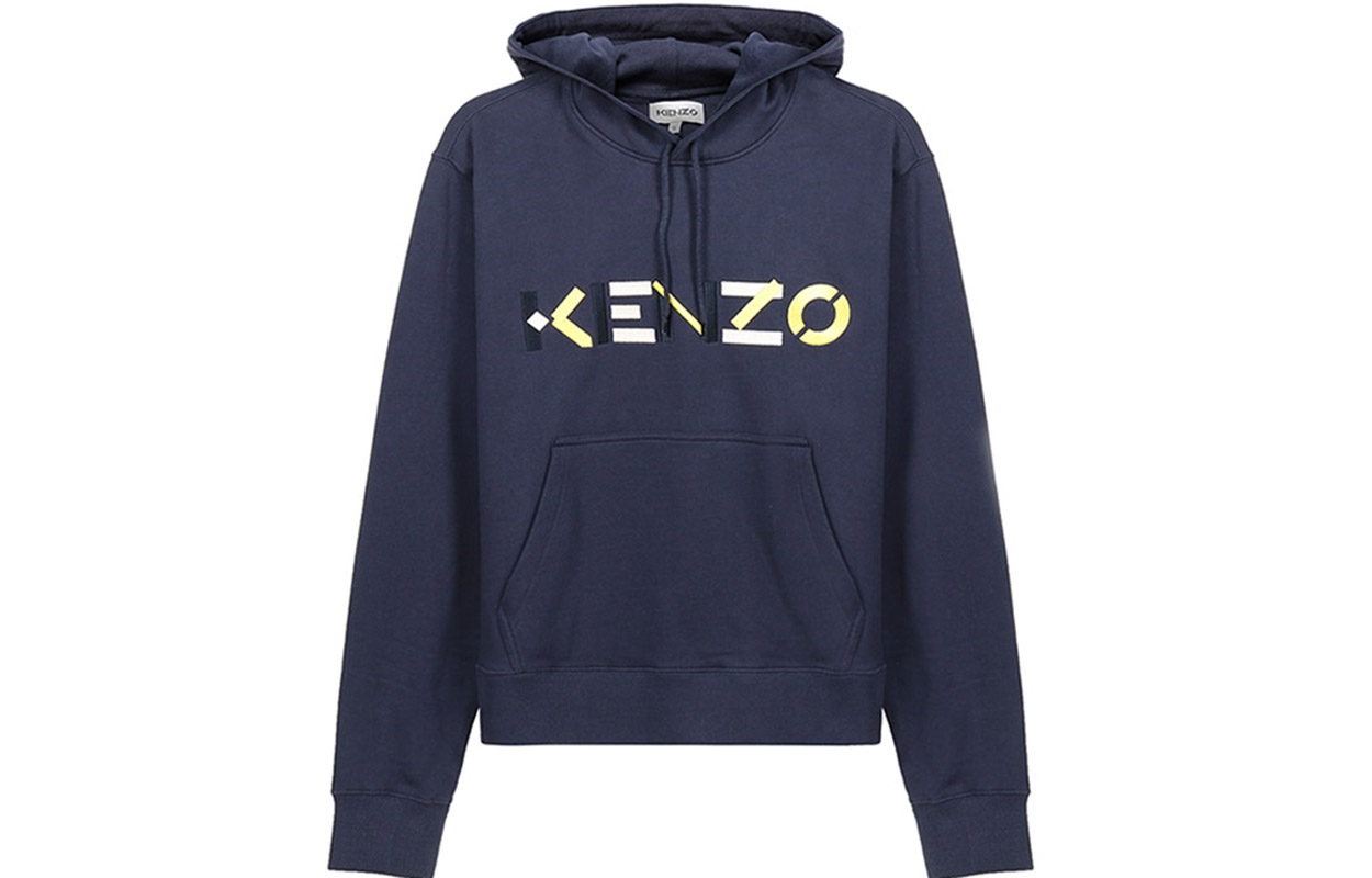 KENZO FW20 Embroidered Logo Fleece Sweatshirt Navy Blue () FA65SW3044MO-76