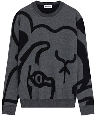 KENZO FW21 抽象圖案針織毛衣 男士 - 煤黑色 FB55PU5863TC-98 Order KENZO FW21 抽象圖案針織毛衣 男士 - 煤黑色 FB55PU5863TC-98