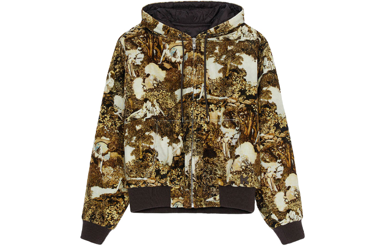 KENZO FW21 Abstract Print Hooded Jacket Yellow Mens FB65BL1699V4-14
