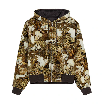 KENZO FW21 Abstract Print Hooded Jacket Yellow Mens FB65BL1699V4-14