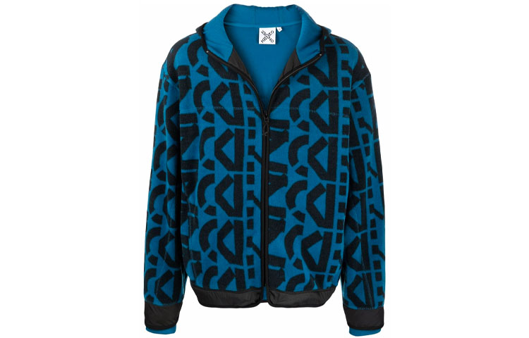 KENZO FW21 Abstract Print Zip Hoodie Jacket Men’s Blue FB65BL7634MR-78