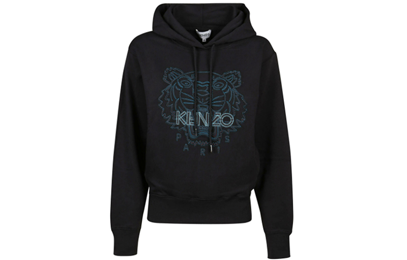 KENZO FW21 Black Cotton Tiger Hoodie Unisex FB62SW8714MX-99