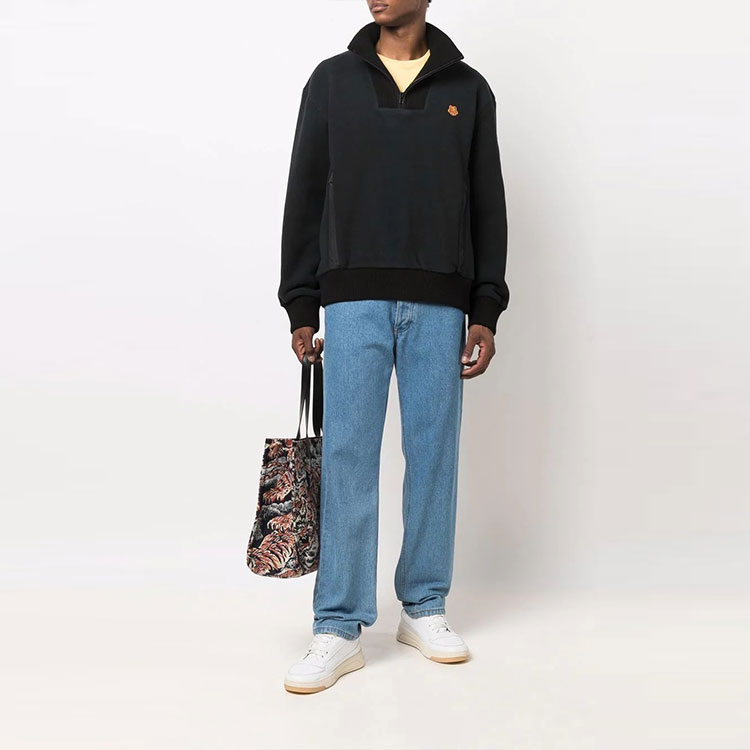 Lookbook 겐조 FW21 블랙 로고 자수 하프집업 긴팔 스웨트셔츠 FB65SW5254MP-99