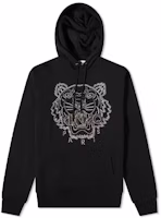 KENZO FW21 Black Hoodie with Logo and Tiger Embroidery. FB65SW3344XF-99 KENZO FW21 Black Hoodie with Logo and Tiger Embroidery. FB65SW3344XF-99