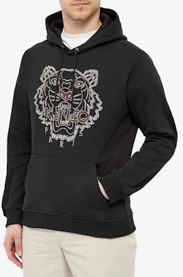 KENZO FW21 Black Hoodie with Logo and Tiger Embroidery. FB65SW3344XF-99 Shop KENZO FW21 Black Hoodie with Logo and Tiger Embroidery. FB65SW3344XF-99