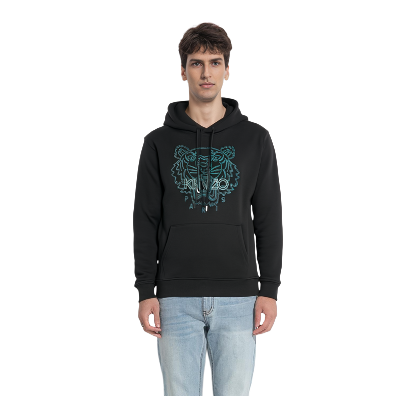 Purchase KENZO FW21 Black Hoodie with Tiger Embroidery 5SW3304MX-99