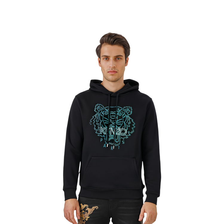 Details for KENZO FW21 Black Hoodie with Tiger Embroidery 5SW3304MX-99