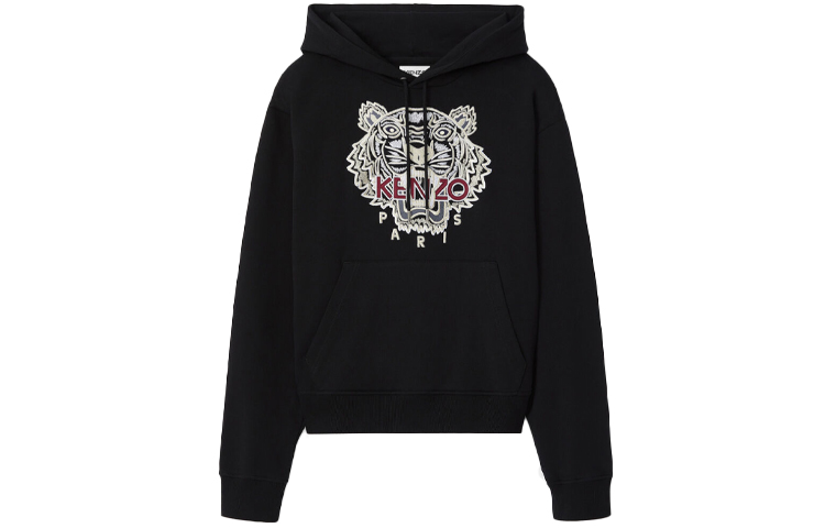 KENZO FW21 Black Hoodie with Tiger Logo Embroidery FA65SW3114XVV-99