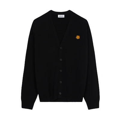 KENZO FW21 Black Merino Wool Sweater with Tiger Logo. FB65CA6353TA-09