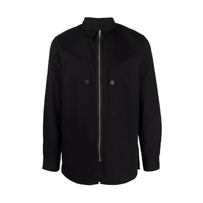 KENZO FW21 Black Solid Color Zip-Up Long Sleeve Shirt FB65CH4701LH-99