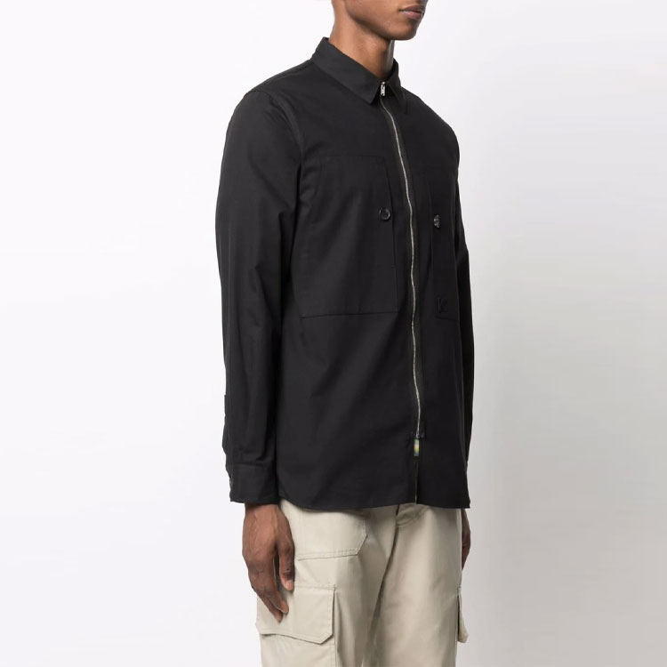 Sizing KENZO 2021秋冬款黑色纯色长袖拉链衬衫 FB65CH4701LH-99