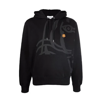 KENZO FW21 Black Sweatshirt with Tiger Head Embroidered Logo. FB65SW3054MO-99