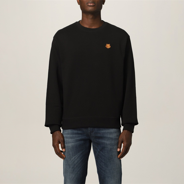 Shop KENZO 2021秋冬黑色刺绣虎头套头卫衣 5SW0064ML-99