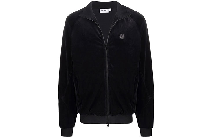 KENZO FW21 Black Velvet Logo Track Jacket FB65BL7524VV-99