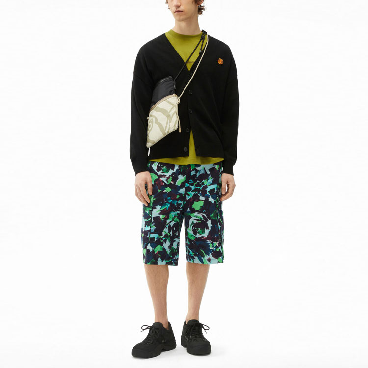 Shop KENZO FW21 Black Wool Cardigan with Tiger Head Stamp Design for Men. FB65CA6353TA-99