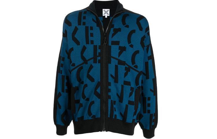 Order KENZO FW21 ブルーロゴ入りジッパーニットカーディガン. FB65BL6373SD-78