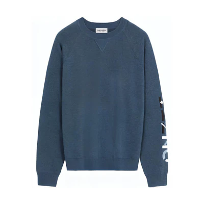 KENZO FW21 Blue Logo Crewneck Pullover Sweater FB65PU6-463