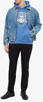 KENZO FW21 Hoodie Biru Longgar dengan Sulaman Kepala Harimau. FB65SW3334XA-72 Lookbook KENZO FW21 Hoodie Biru Longgar dengan Sulaman Kepala Harimau. FB65SW3334XA-72