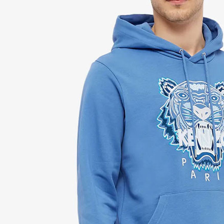 Details for KENZO FW21 Hoodie Biru Longgar dengan Sulaman Kepala Harimau. FB65SW3334XA-72
