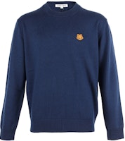 KENZO FW21 Blue Pattern Appliqué Knit Pullover Wool Sweater for Men. 5PU5373TA-76 KENZO FW21 Blue Pattern Appliqué Knit Pullover Wool Sweater for Men. 5PU5373TA-76