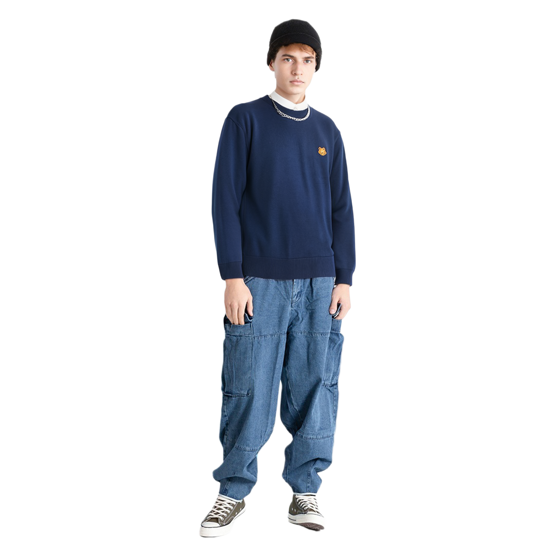 Purchase KENZO FW21 藍色圖案貼花男士羊毛針織毛衣 5PU5373TA-76