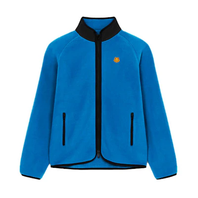 KENZO FW21 Blue Solid Zip-Up Fleece Jacket FB65BL7604MP-71