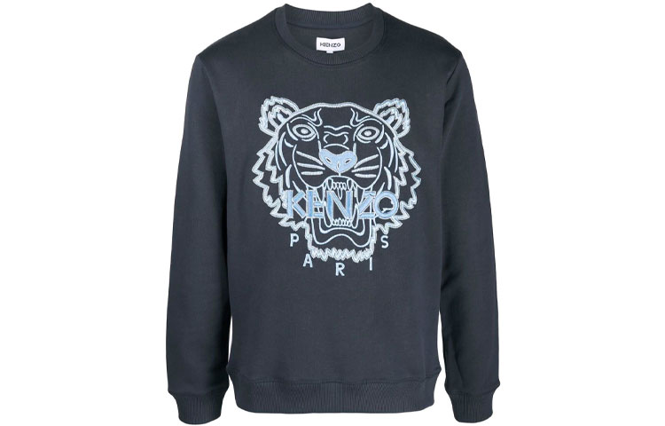 KENZO FW21 Blue Tiger Embroidered Crewneck Sweatshirt FB65SW1244XF-79