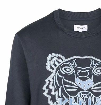 KENZO FW21 蓝色虎头刺绣圆领卫衣 FB65SW1244XF-79 Details for KENZO FW21 蓝色虎头刺绣圆领卫衣 FB65SW1244XF-79