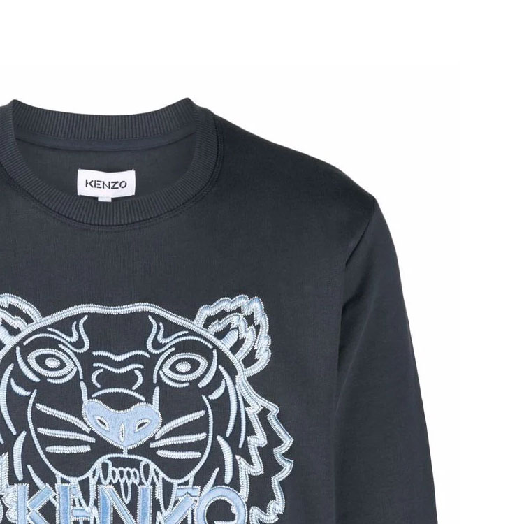 Sizing KENZO FW21 蓝色虎头刺绣圆领卫衣 FB65SW1244XF-79