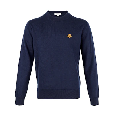 KENZO FW21 Blue Tiger Embroidery Crewneck Sweatshirt Long Sleeve 5PU6423TA-79