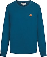 KENZO FW21 Blue Wool Sweater with Tiger Head Embroidery. FB65PU6423TA-77 KENZO FW21 Blue Wool Sweater with Tiger Head Embroidery. FB65PU6423TA-77