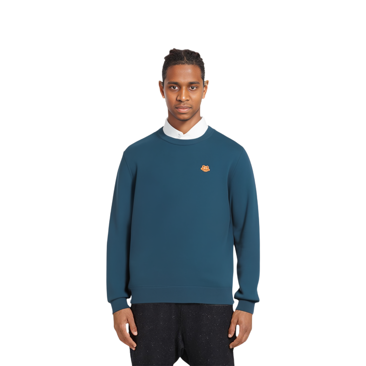 Purchase KENZO FW21 ブルー ウール セーター タイガー ヘッド刺繍入り. FB65PU6423TA-77