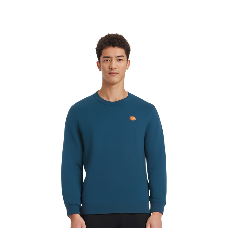 Details for KENZO FW21 ブルー ウール セーター タイガー ヘッド刺繍入り. FB65PU6423TA-77