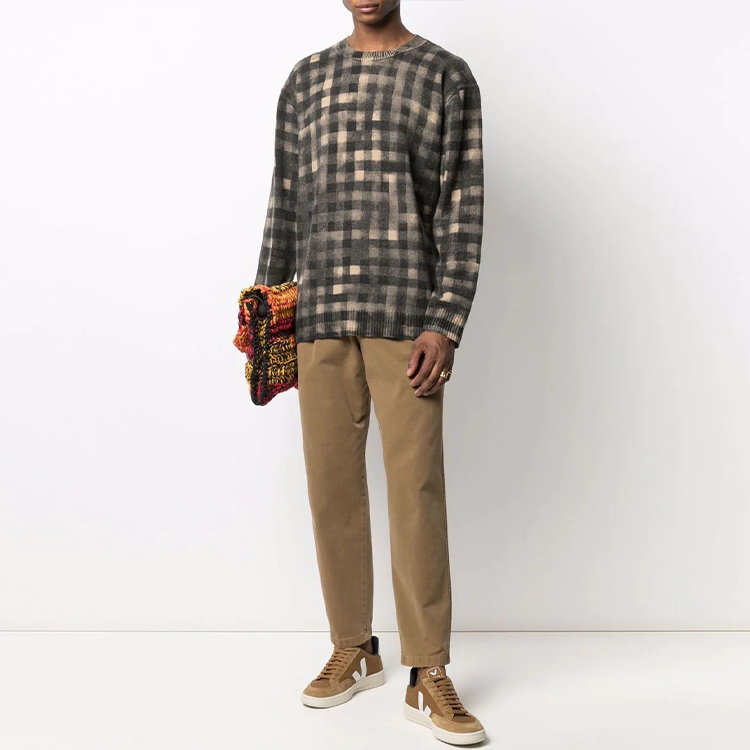 Lookbook KENZO FW21 Sweater Coklat Corak Kotak Tidak Teratur. FB65PU6263CA-88