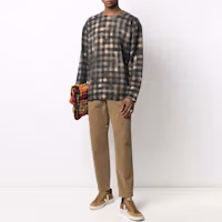 Lookbook KENZO FW21 棕色不規則格紋毛衣 FB65PU6263CA-88