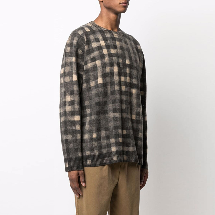 Purchase KENZO FW21 Sweater Coklat Corak Kotak Tidak Teratur. FB65PU6263CA-88