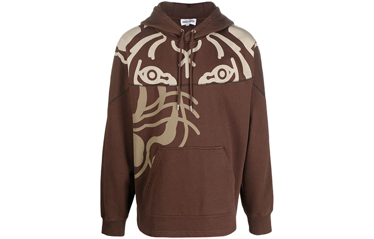KENZO FW21 Brown Tiger Print Hoodie FB65SW5384MO-50