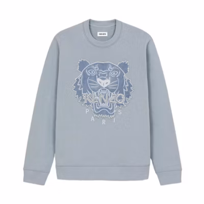 KENZO FW21 Capsule Logo Embroidered Crewneck Sweatshirt Blue Men’s. FB65SW1204MZ-62