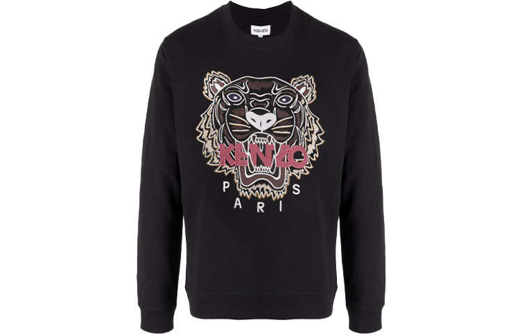 KENZO FW21 Classic Tiger Logo Embroidered Crewneck Sweatshirt Black FB65SW1234XA-99