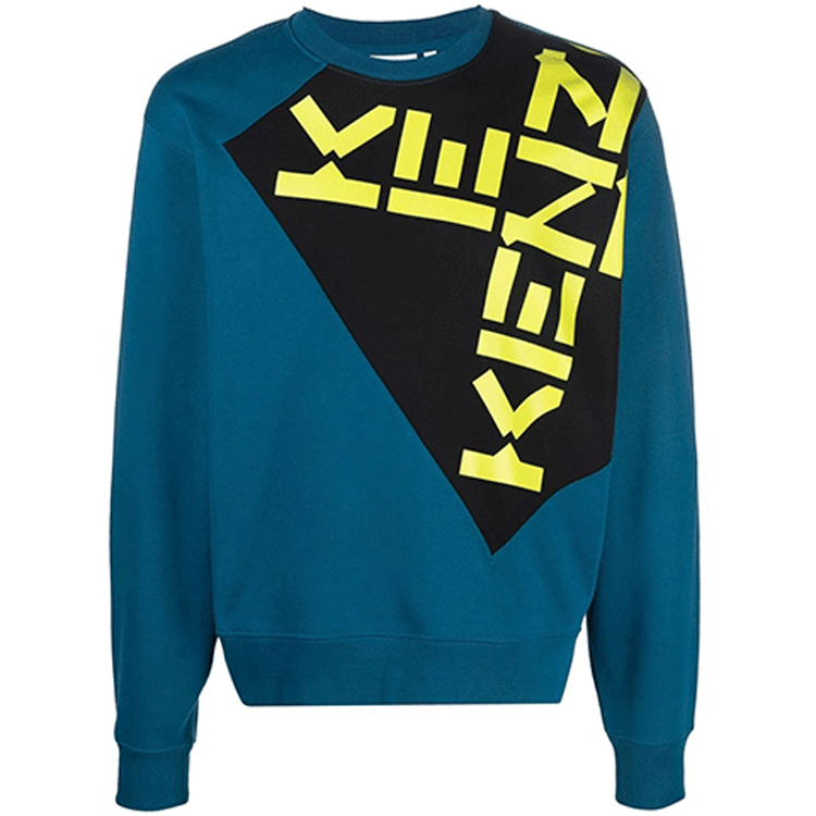 KENZO FW21 Color-Block Logo Sweatshirt Blue Pullover FB65SW0204MS-78