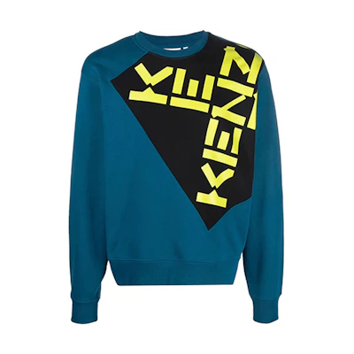 KENZO FW21 Color-Block Logo Sweatshirt Blue Pullover FB65SW0204MS-78
