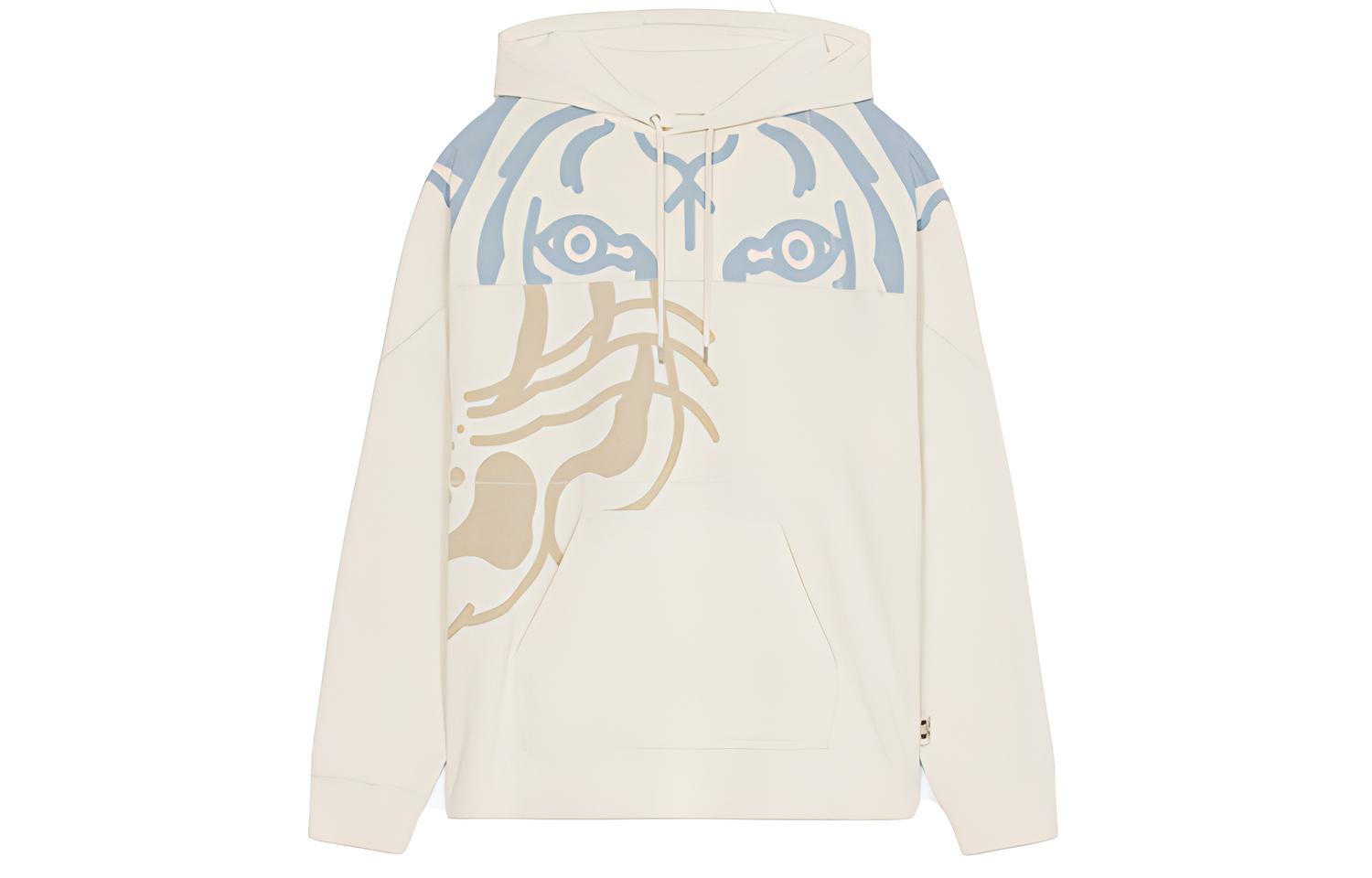 KENZO FW21 Cotton Hoodie Beige Colorblock Pullover FB65SW5384MO-02