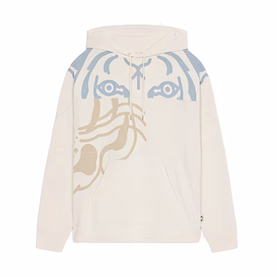 KENZO FW21 Cotton Hoodie Beige Colorblock Pullover FB65SW5384MO-02