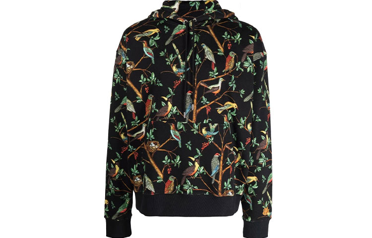KENZO FW21 Flying Bird Print Pullover Hoodie Black FB65SW5454MO-99