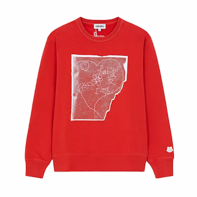 KENZO FW21 Geometric Print Red Crewneck Sweatshirt Unisex FB65SW0094MN-21