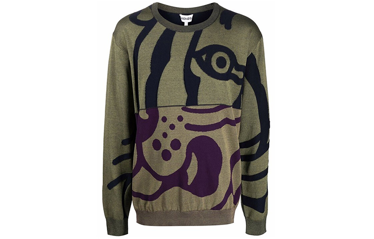 KENZO FW21 Graphic Print Crewneck Sweater Green FB65PU6403TC-50