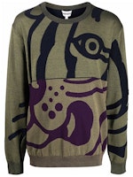 KENZO FW21 Graphic Print Crewneck Sweater Green FB65PU6403TC-50 KENZO FW21 Graphic Print Crewneck Sweater Green FB65PU6403TC-50