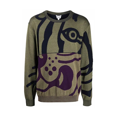 KENZO FW21 Graphic Print Crewneck Sweater Green FB65PU6403TC-50
